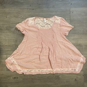[Tokyo Darling] Babydoll Lace Trim Scoop Neck Top